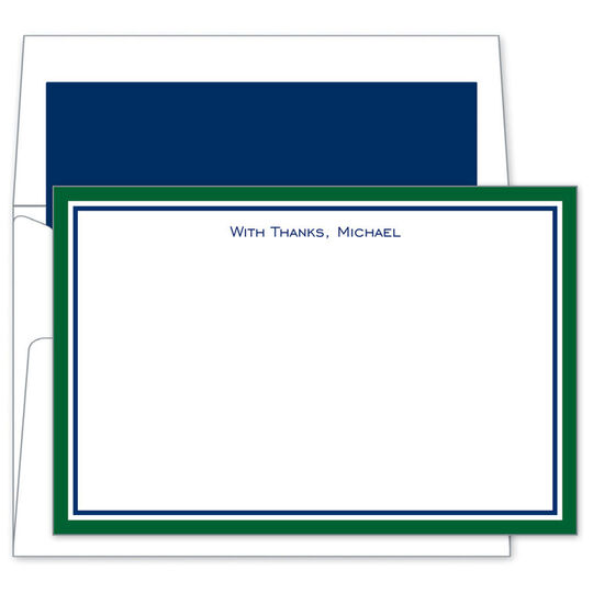 Border Hunter and Navy Flat Note Cards